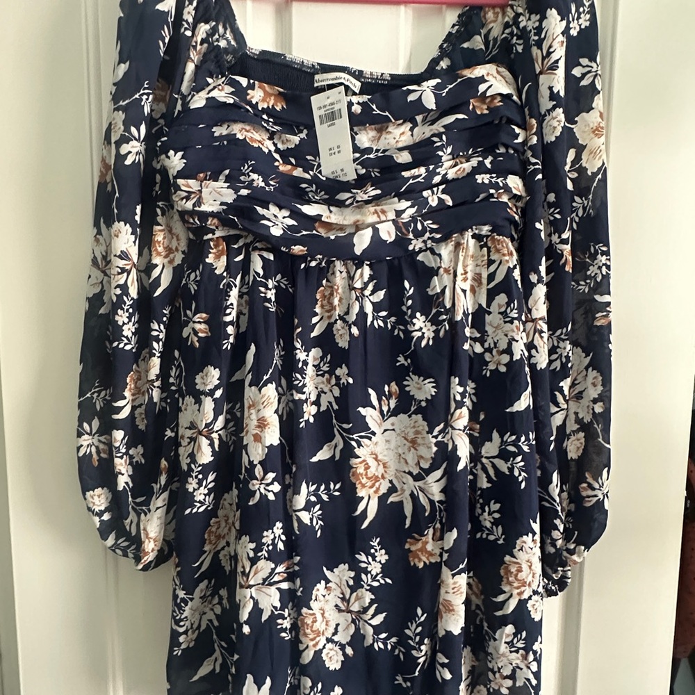 Abercrombie & Fitch Floral Mini Dress - Navy and White